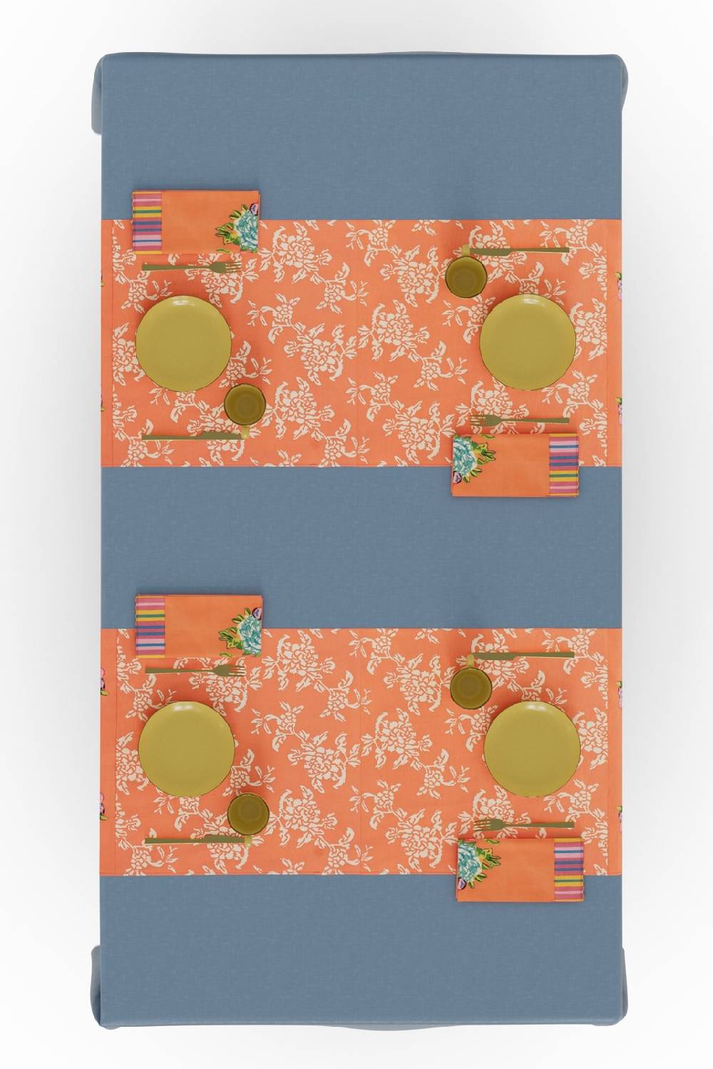 Lisa Corti tovaglietta doppia cotone 50x150cm kandem queen peach Moda