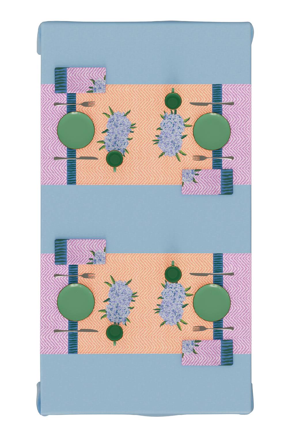 Lisa Corti tovaglietta doppia cotone 50x150cm oleander lilac 2025