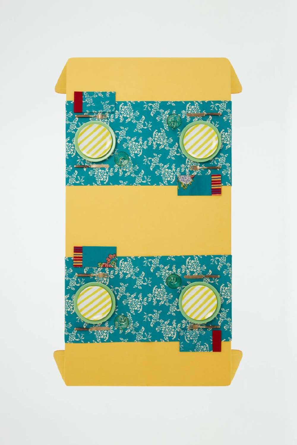 Lisa Corti tovaglietta doppia cotone 50x150cm kandem queen green Spedizione Gratuita
