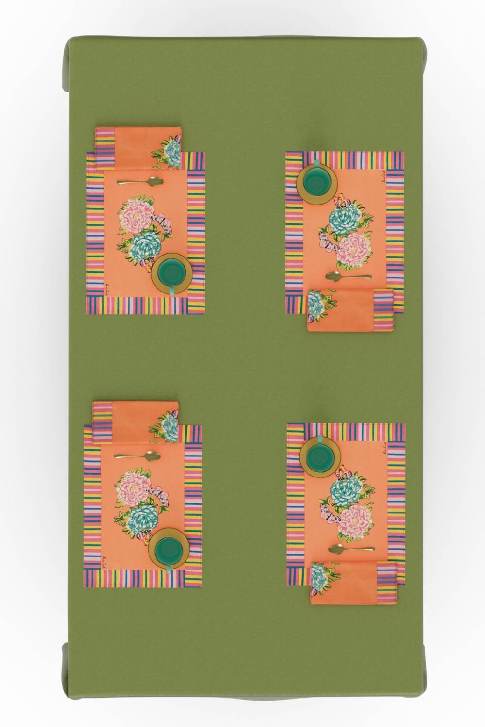 Lisa Corti tovagliolo cotone 50x50cm kandem flower peach Negozi Online