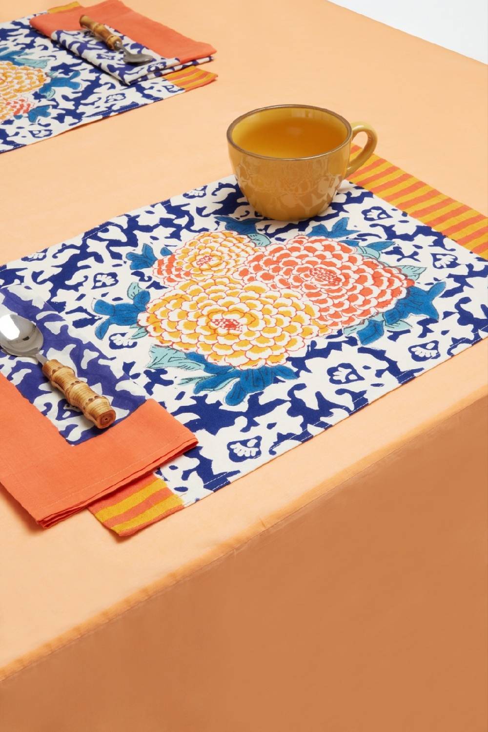 Lisa Corti tovagliolo cotone 50x50cm arabesque blue natural Promozione Limitata