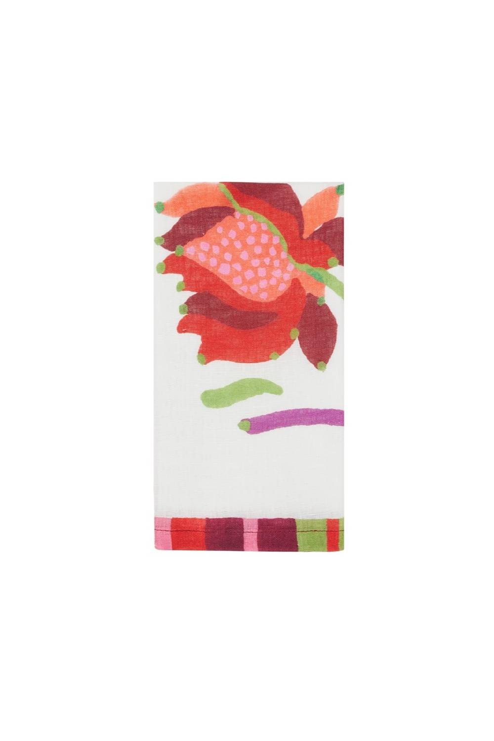 Lisa Corti tovagliolo lino 50x50cm japanese white red pink Economico