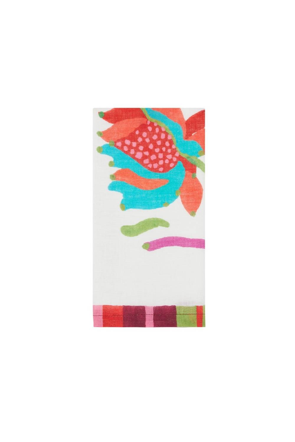 Lisa Corti tovagliolo lino 50x50cm japanese white red turquoise Online