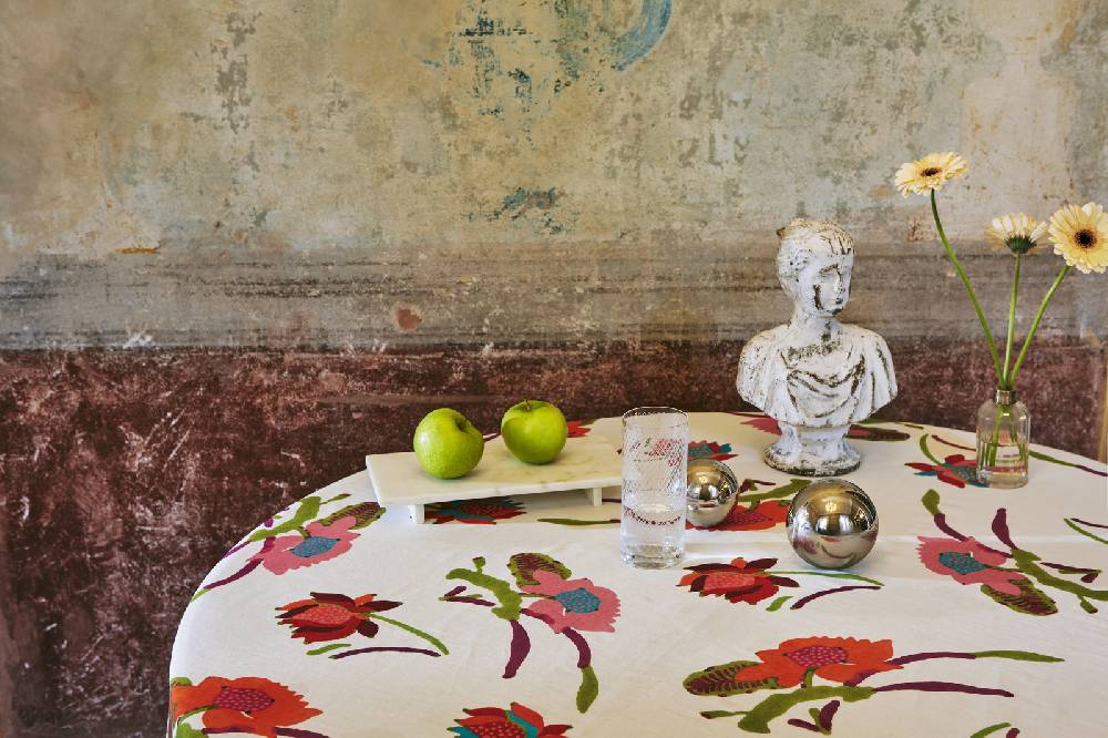 Lisa Corti telo lino 140x240cm japanese white red Nuova