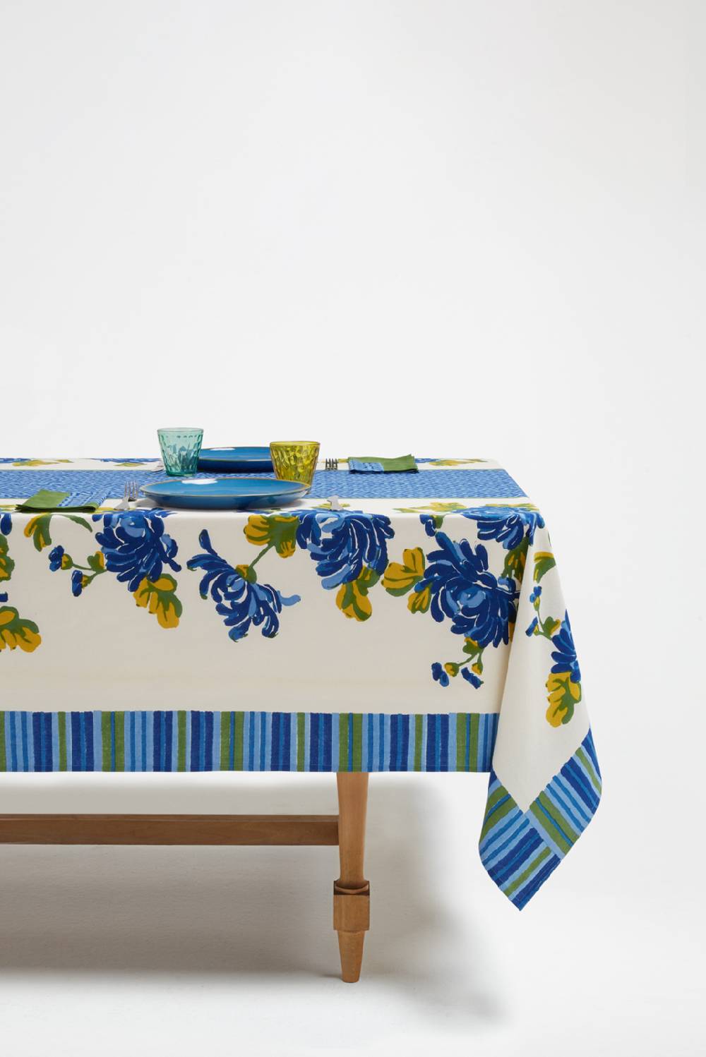 Lisa Corti telo cotone 140x240cm vienna blue cream Italy