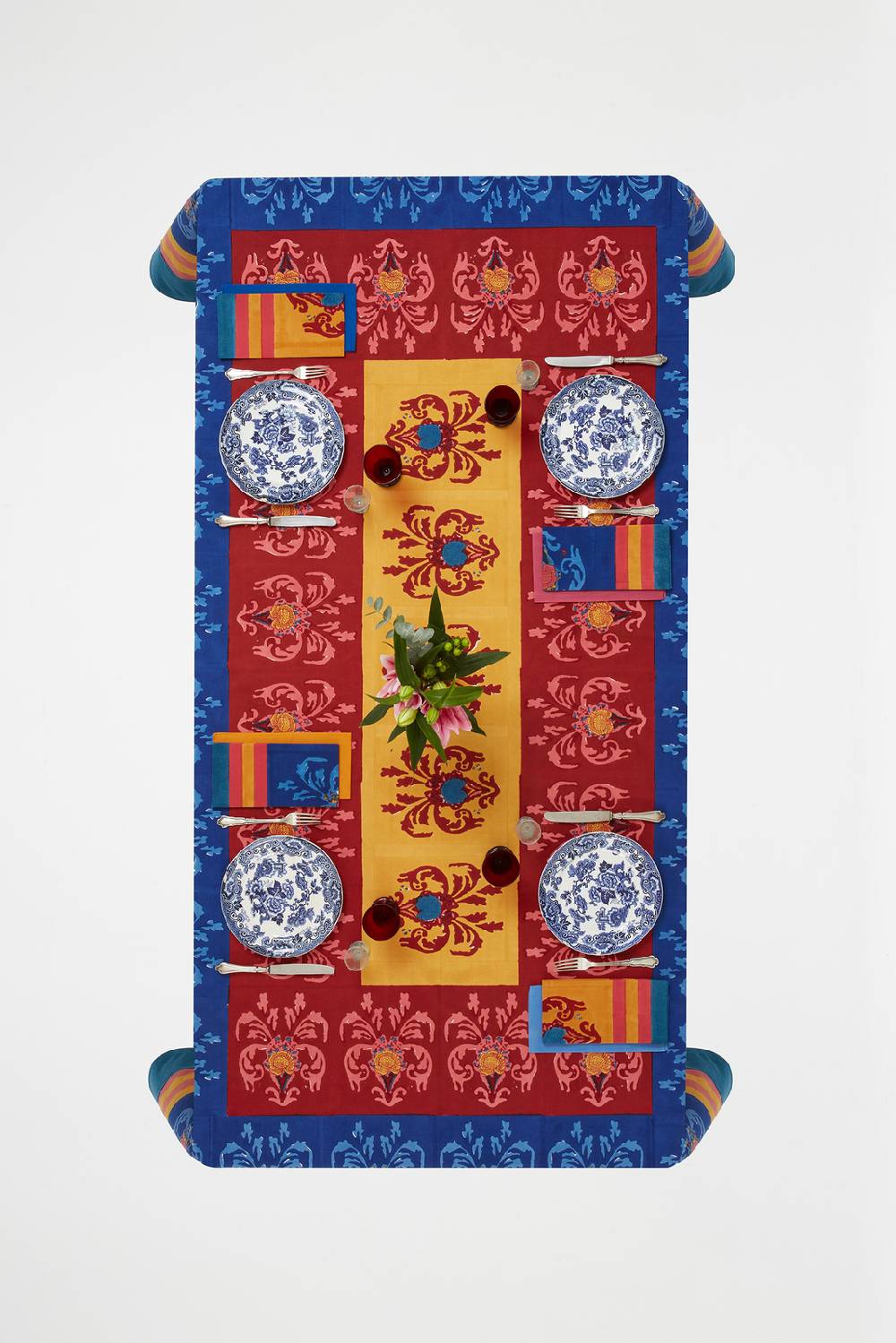 Lisa Corti telo cotone 140x240cm brocade royal blue Italia