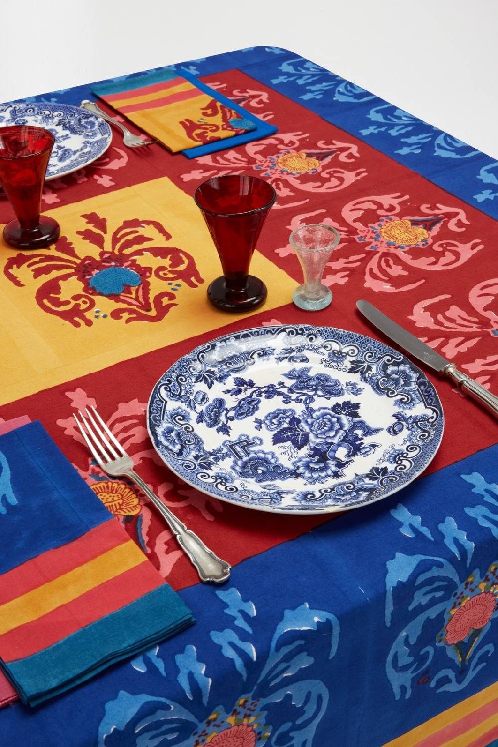 Lisa Corti telo cotone 140x240cm brocade royal blue Italia