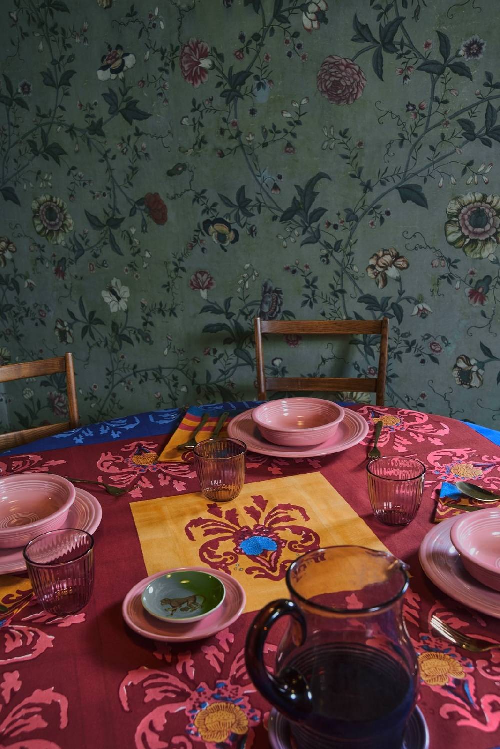 Lisa Corti telo cotone 140x240cm brocade royal blue Italia