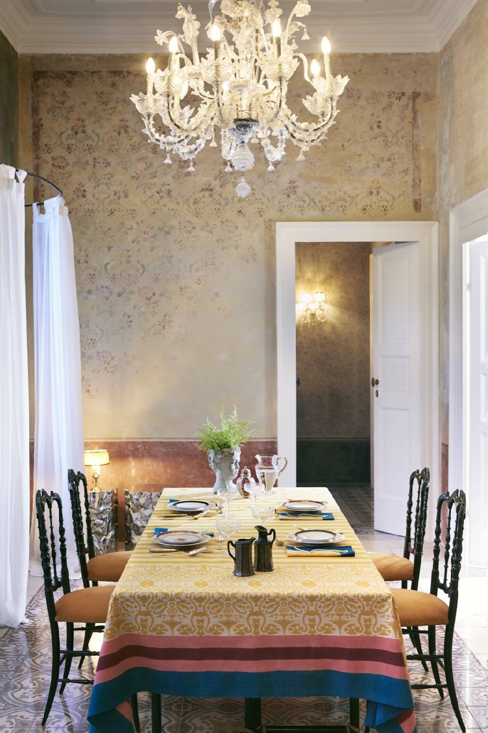 Lisa Corti telo cotone 140x240cm damask design gold In Linea