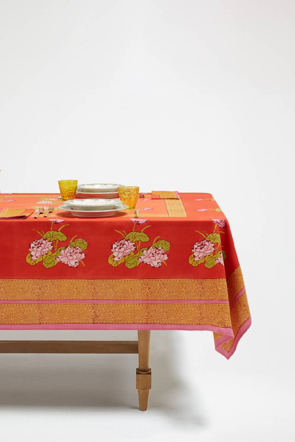 Lisa Corti telo cotone 140x240cm tea flower red orange Qualità Garantita