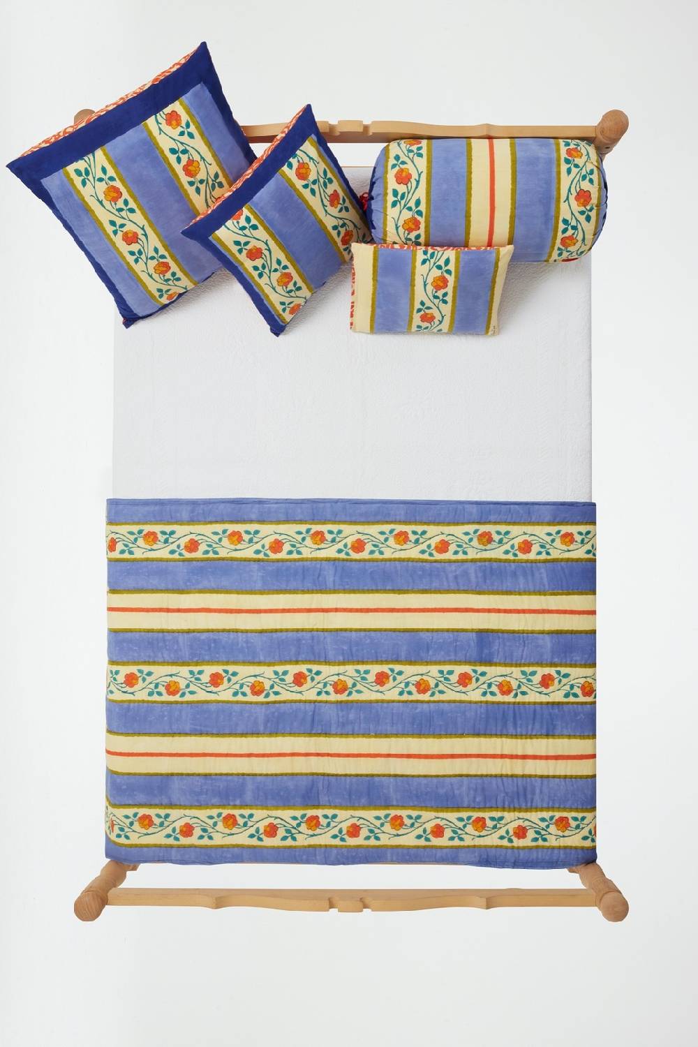 Lisa Corti trapunta reversibile 110x180cm varanasi stripes pervinch In Vendita
