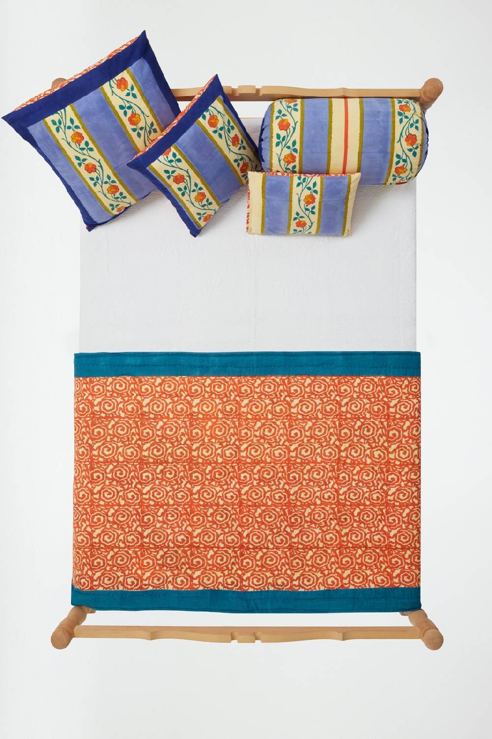 Lisa Corti trapunta reversibile 110x180cm varanasi stripes pervinch In Vendita