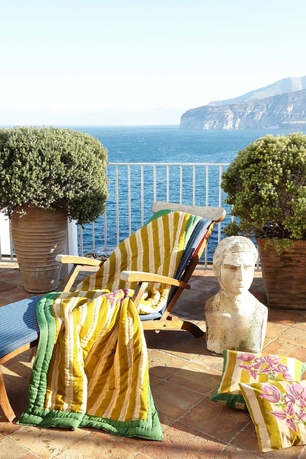 Lisa Corti trapunta reversibile 110x180cm issimo x lisa corti bouganville stripes white mustard Vendita Calda