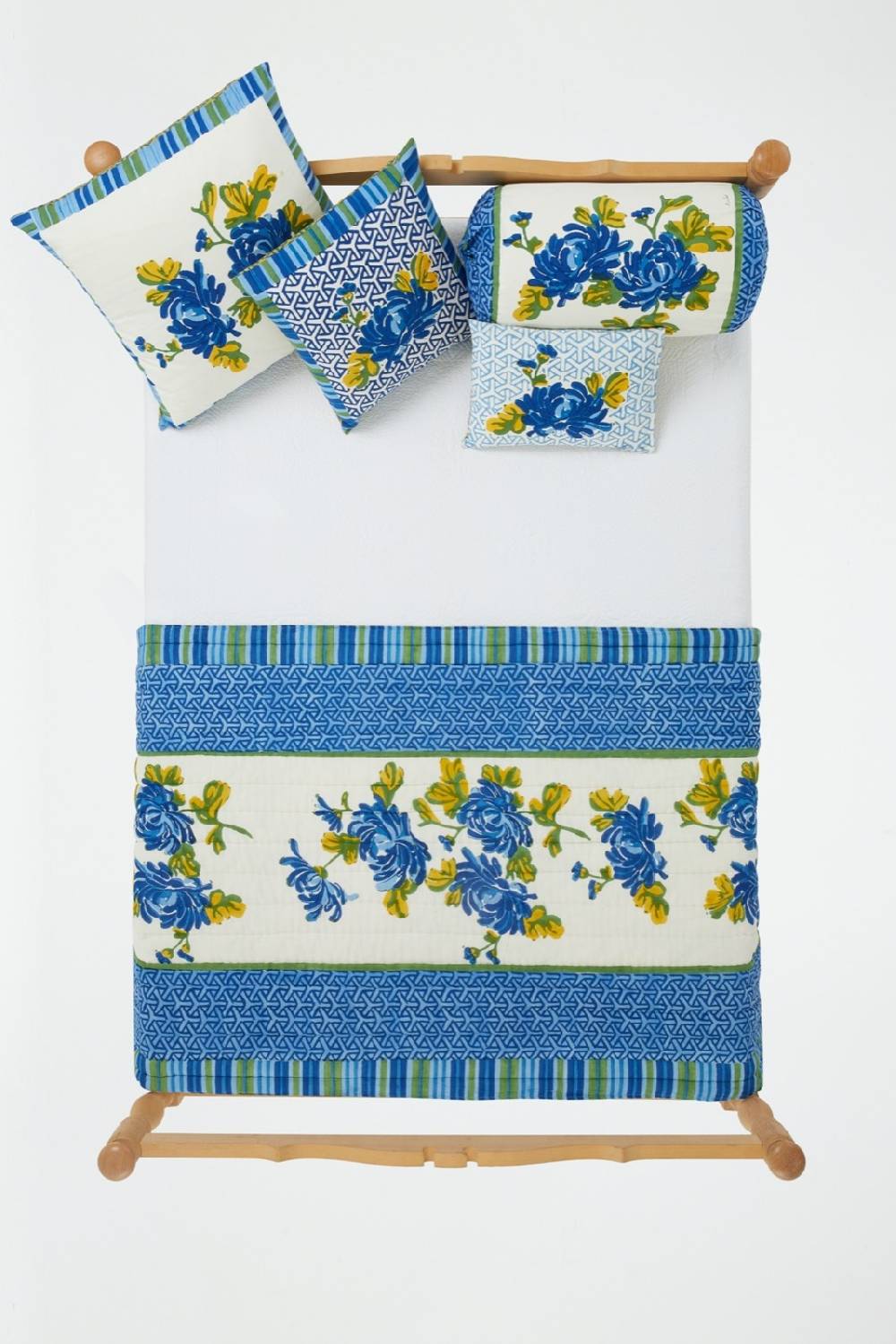 Lisa Corti trapunta reversibile 110x180cm vienna blue cream Vendite Flash