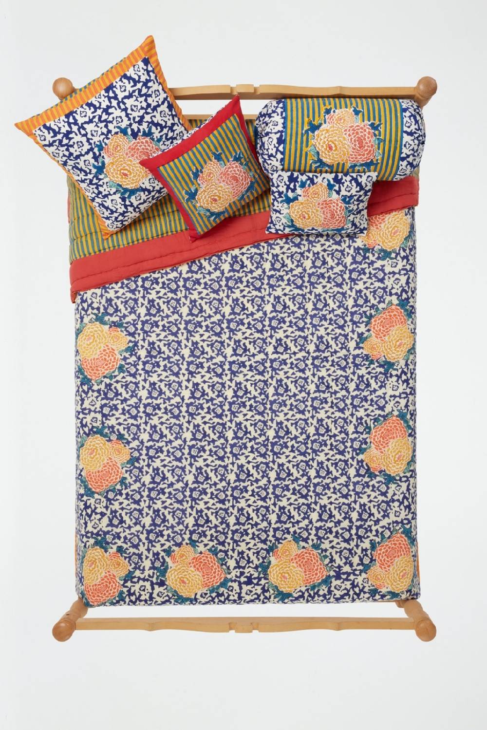 Lisa Corti trapunta reversibile 250x270cm arabesque corolla blue natural Offerte giornaliere