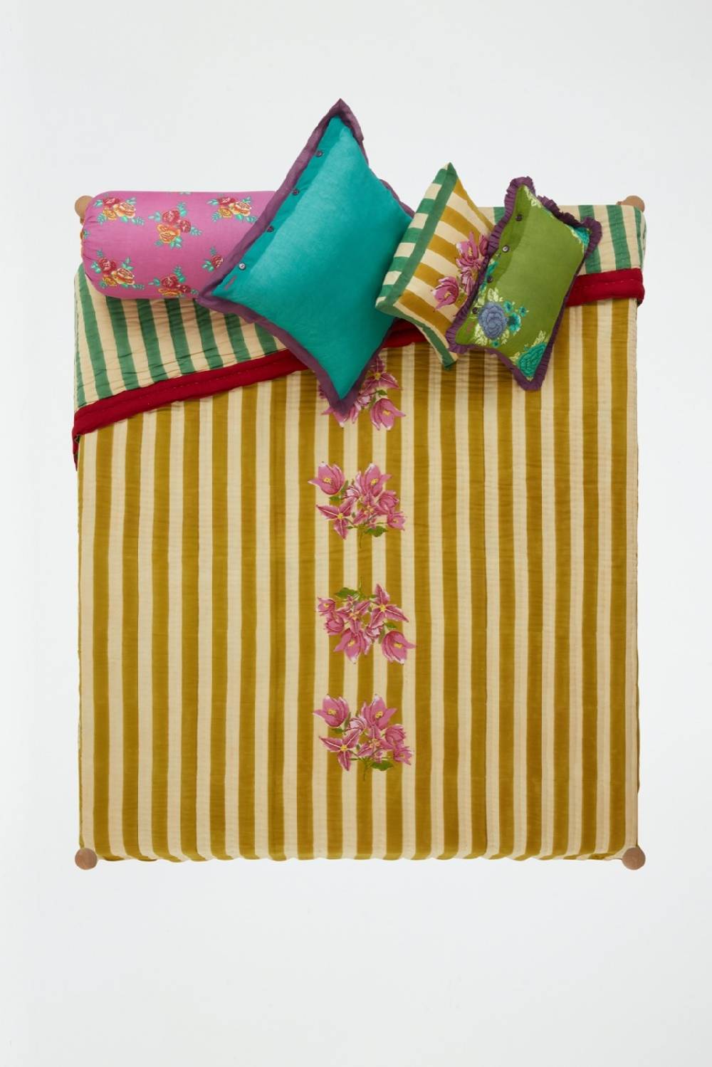 Lisa Corti trapunta reversibile 250x270cm issimo x lisa corti bouganville stripes white mustard Ultimo giorno