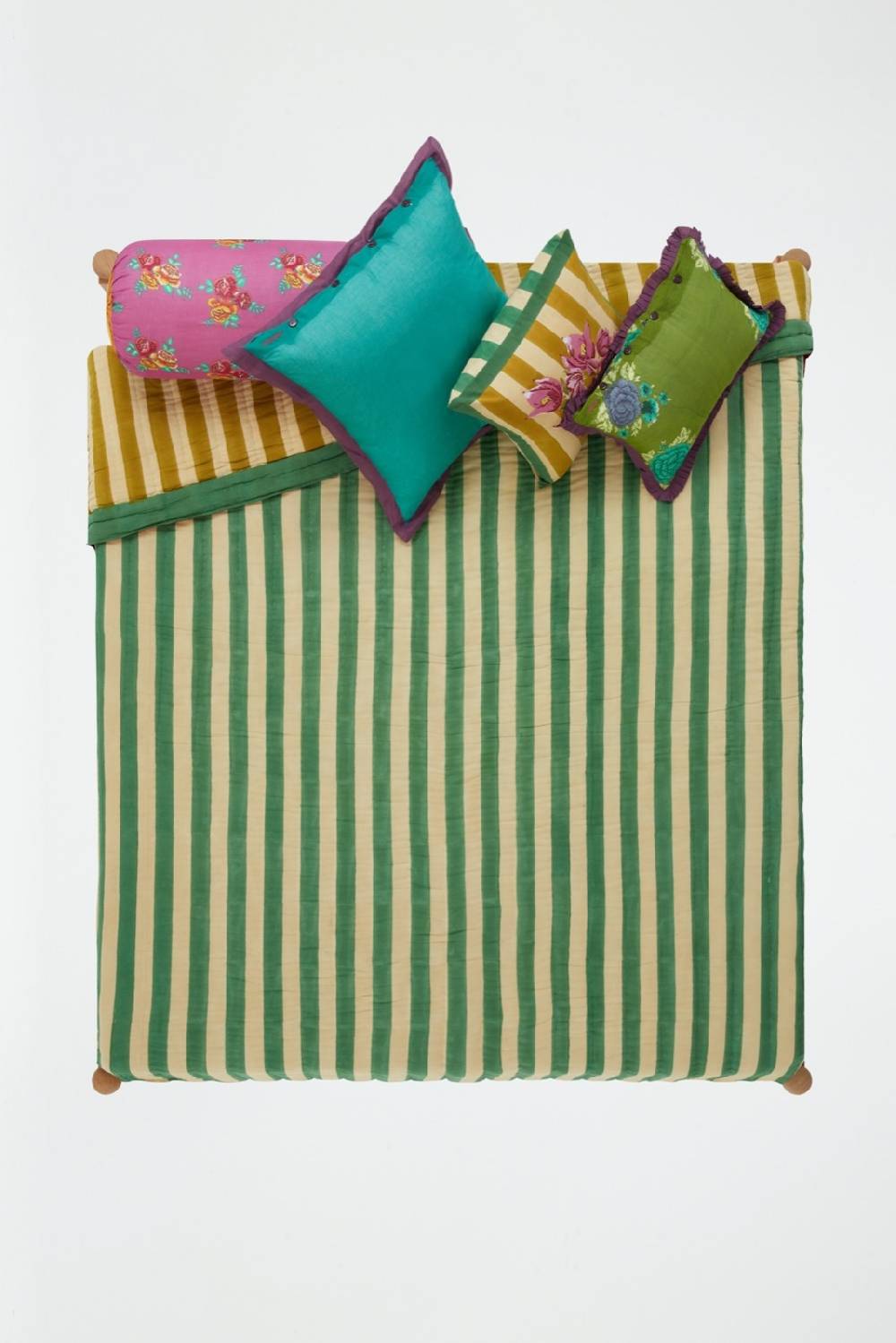 Lisa Corti trapunta reversibile 250x270cm issimo x lisa corti bouganville stripes white mustard Ultimo giorno
