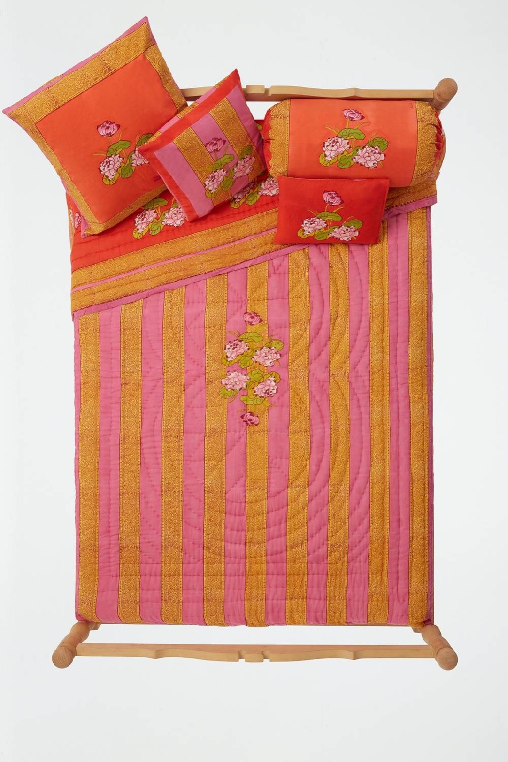 Lisa Corti trapunta reversibile 250x270cm tea flower red orange Promozione temporanea