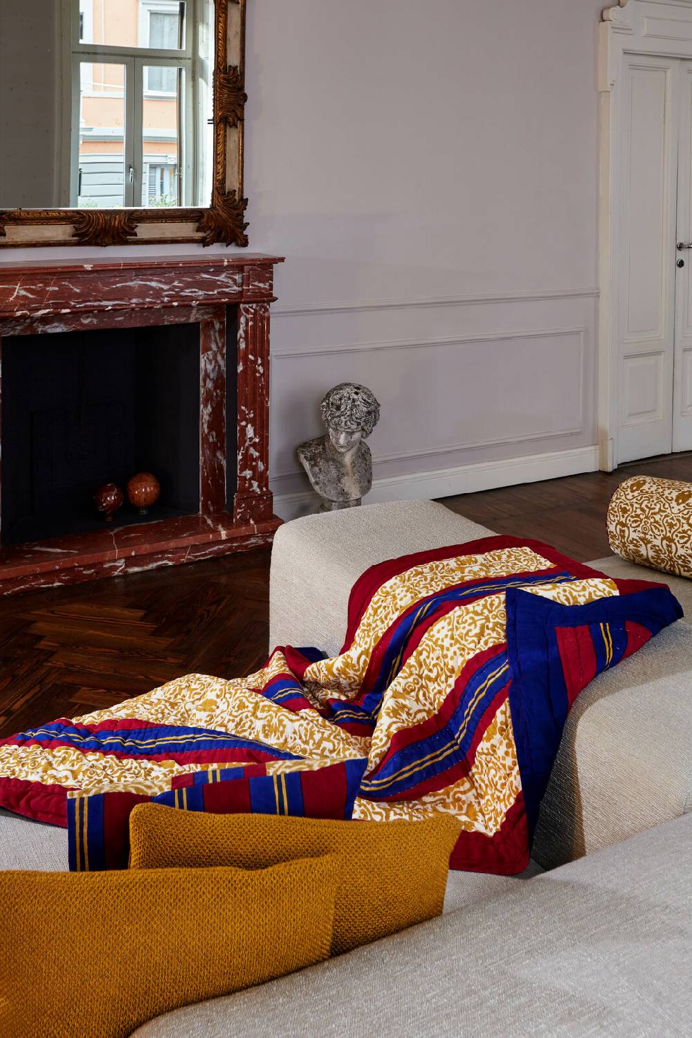 Lisa Corti trapunta reversibile 250x270cm damask stripes chutney Sostegno trimestrale