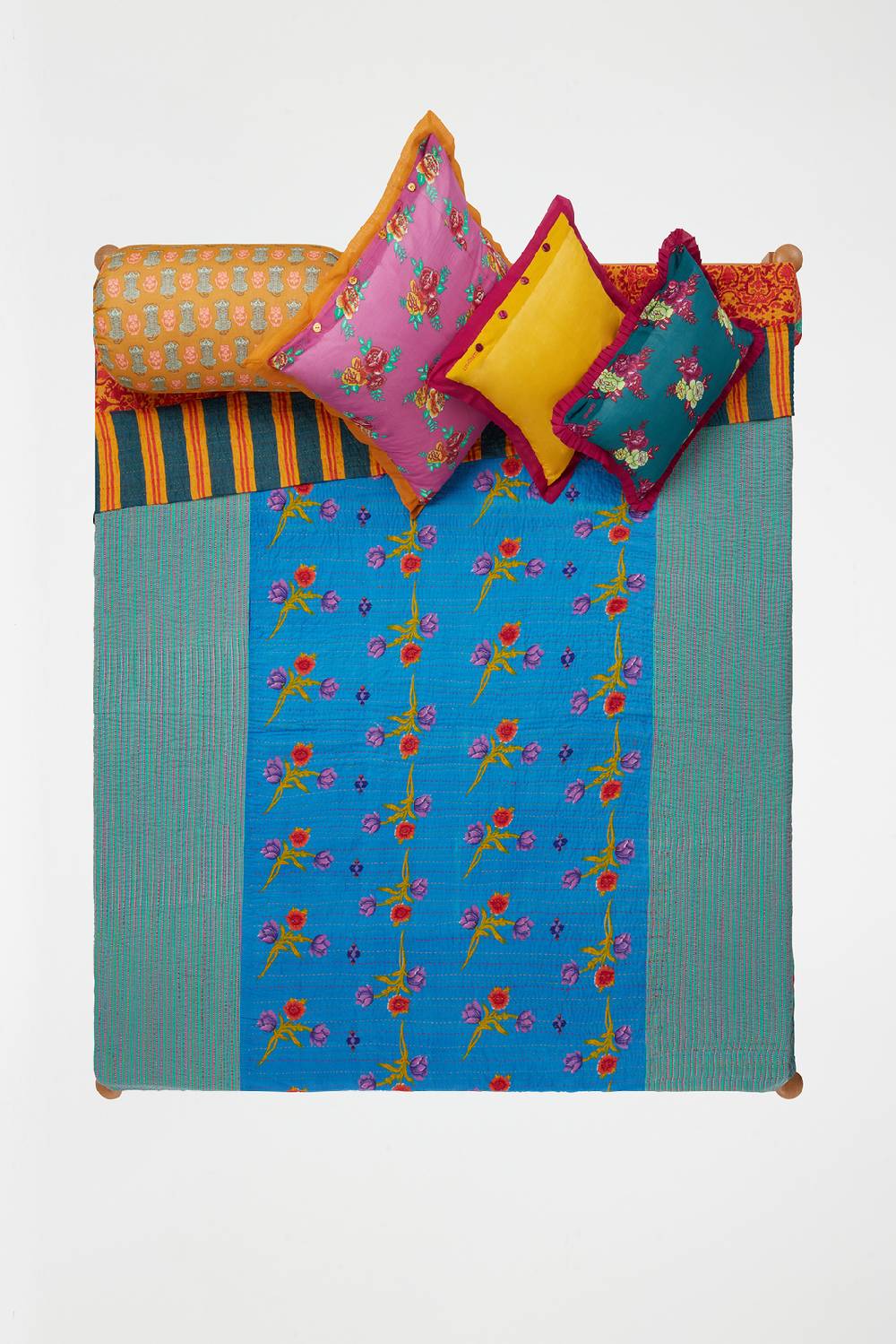 Lisa Corti copriletto reversibile gudri 250x270cm kauai peony olive green Solo un giorno rimasto