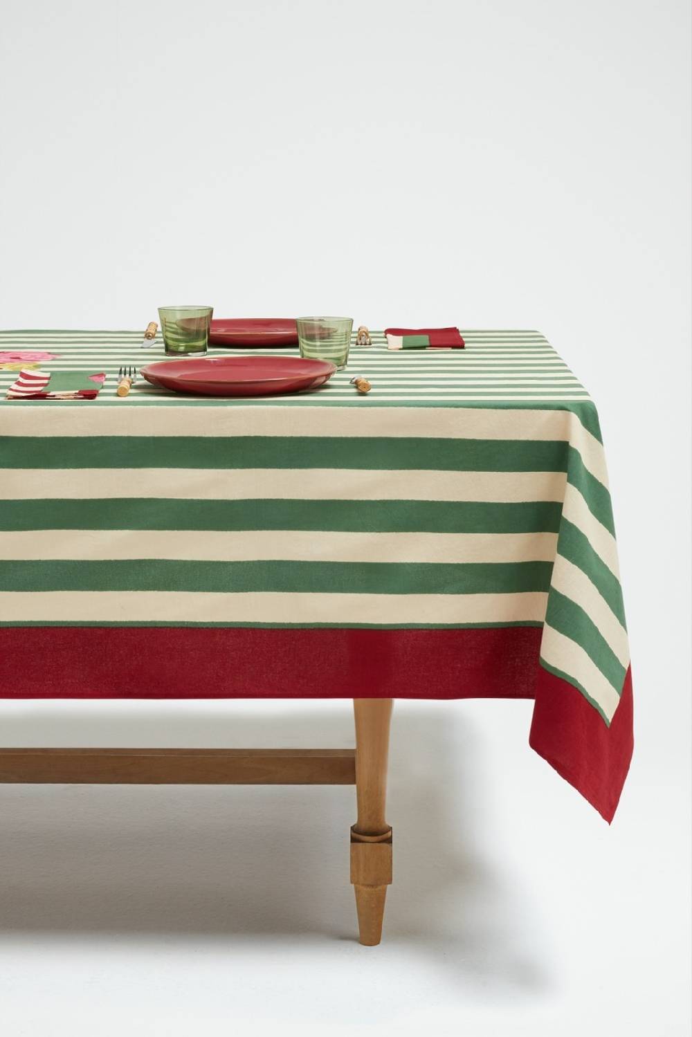 Lisa Corti telo cotone 250x270cm nizam stripes green natural Offerta esclusiva