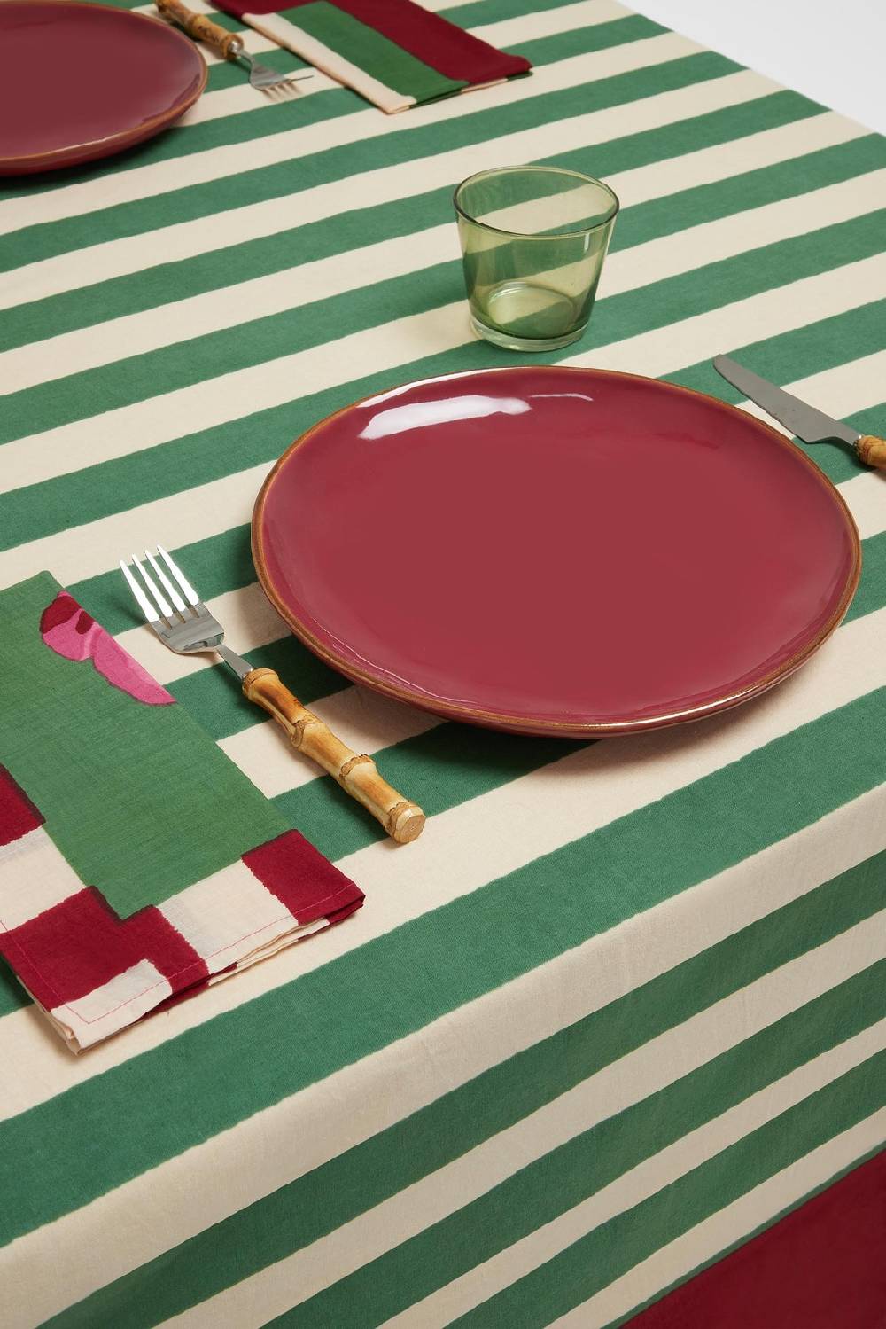 Lisa Corti telo cotone 250x270cm nizam stripes green natural Offerta esclusiva