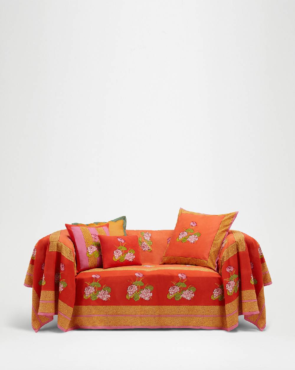 Lisa Corti telo cotone 250x270cm tea flower red orange Offerta Pasqua