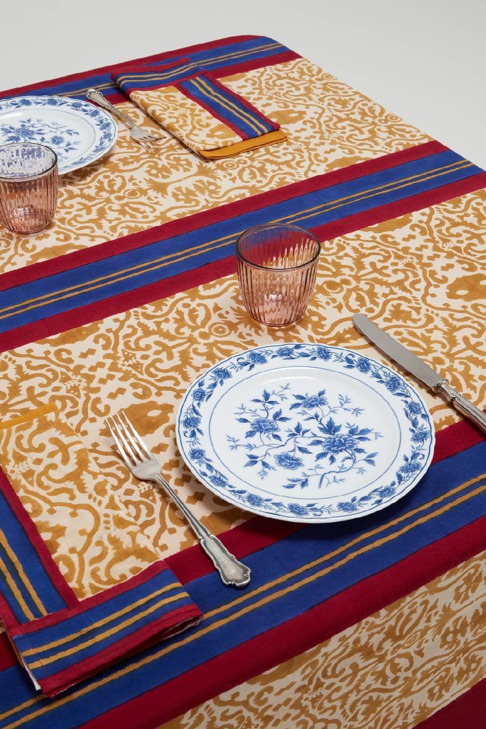 Lisa Corti telo cotone 250x270cm damask stripes chutney Offerta per la Festa della Mamma