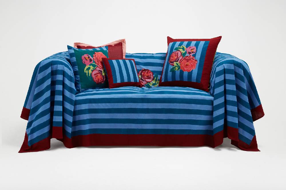 Lisa Corti telo cotone 250x270cm nizam stripes ferozi sugar Offerta migliore