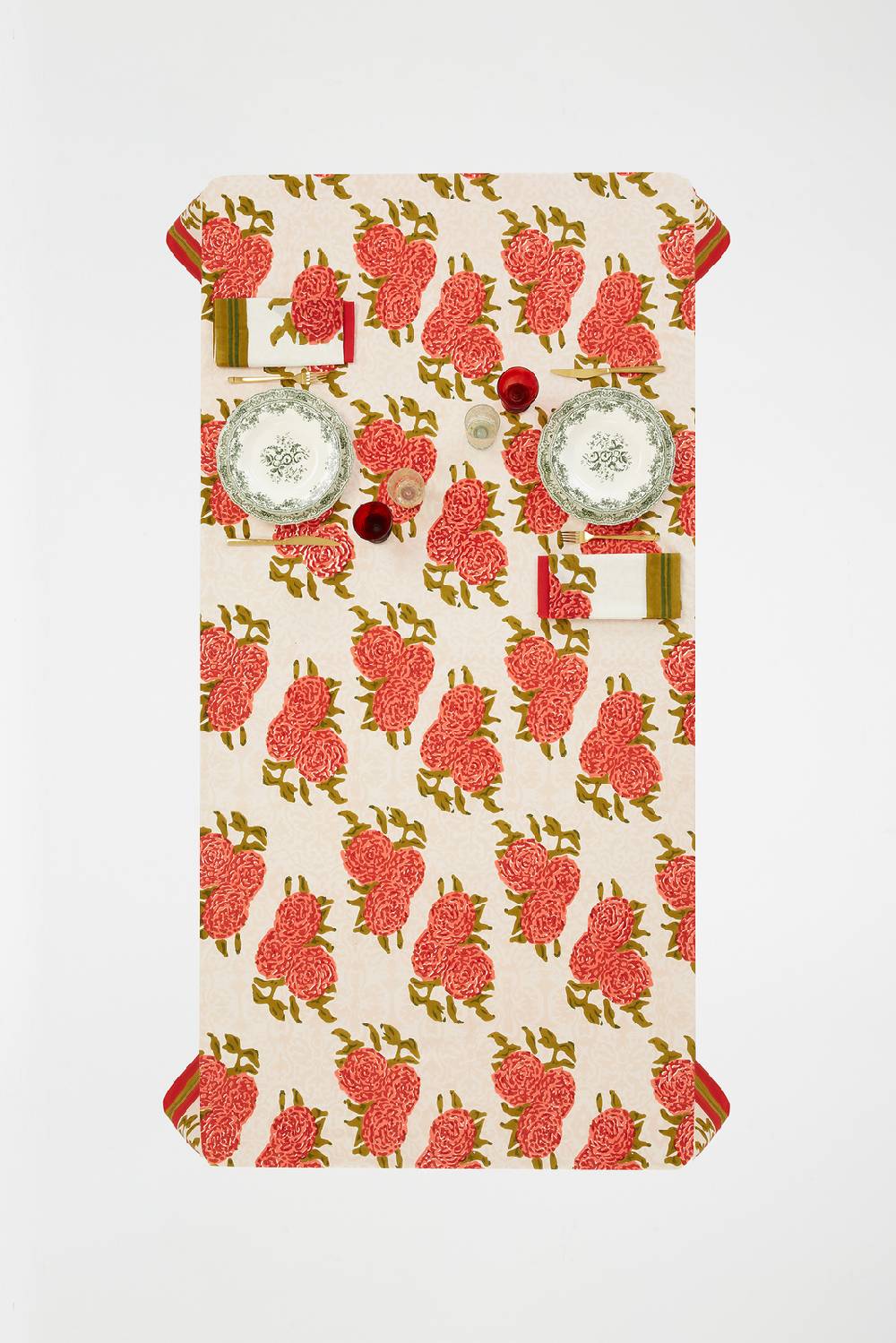 Lisa Corti telo cotone 250x270cm leopard bouquet red Online Outlet