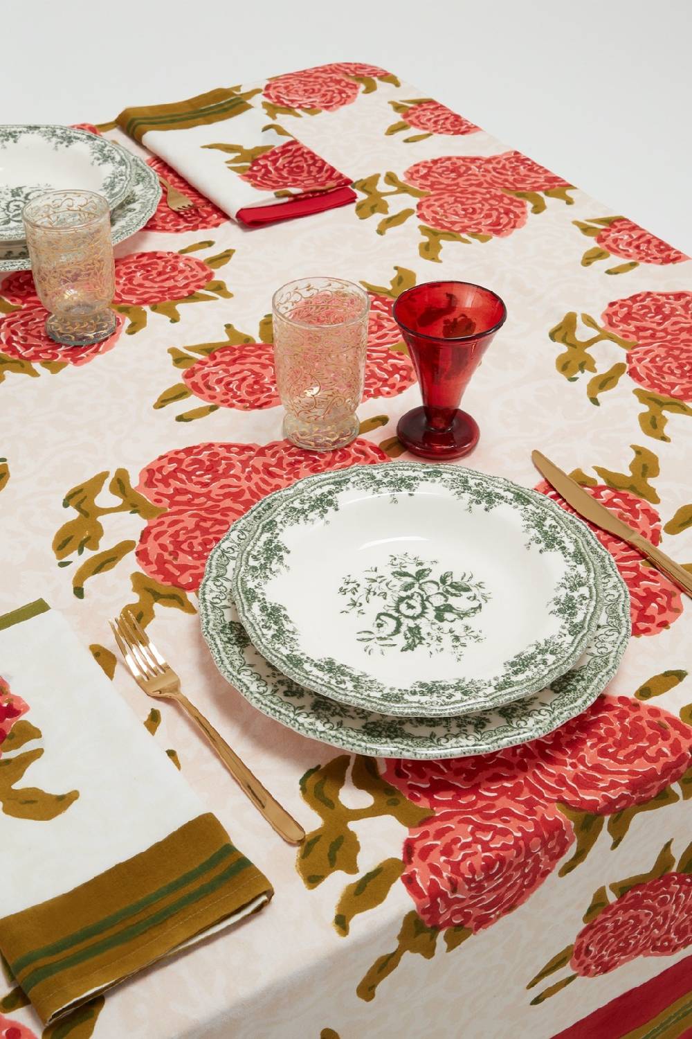 Lisa Corti telo cotone 250x270cm leopard bouquet red Online Outlet