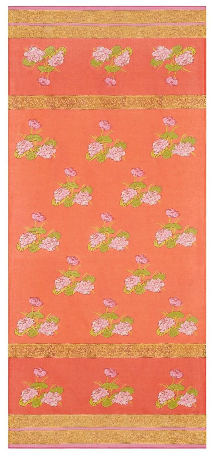 Lisa Corti tenda mussola di cotone 110x240cm tea flower red orange Esporta salva