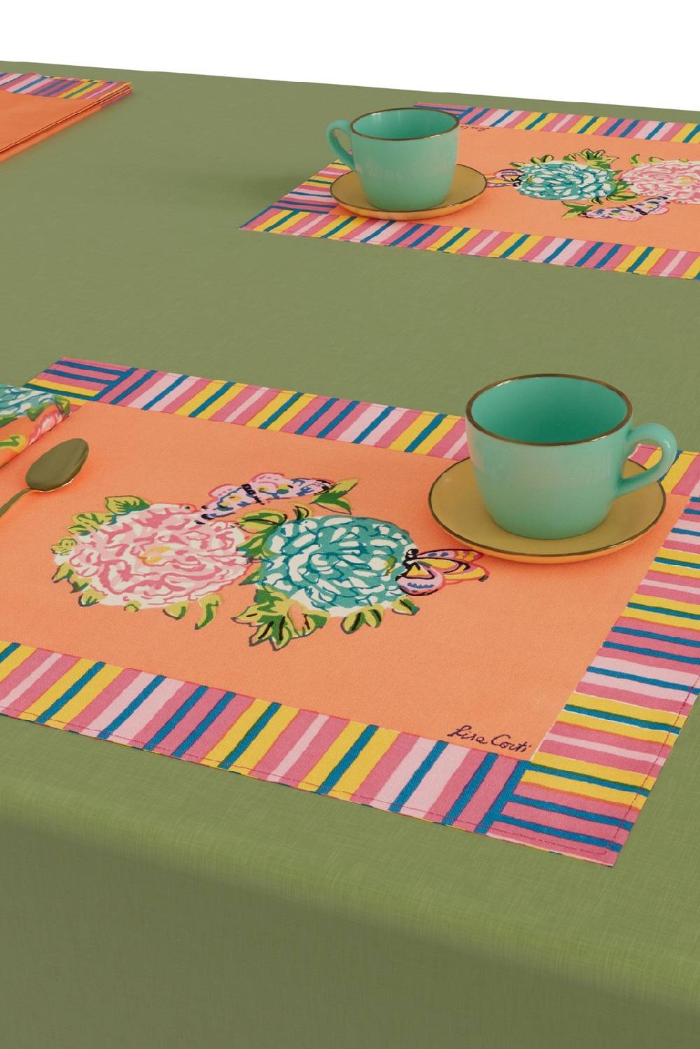 Lisa Corti tovaglietta cotone 35x48cm kandem queen peach Spedizione Gratuita