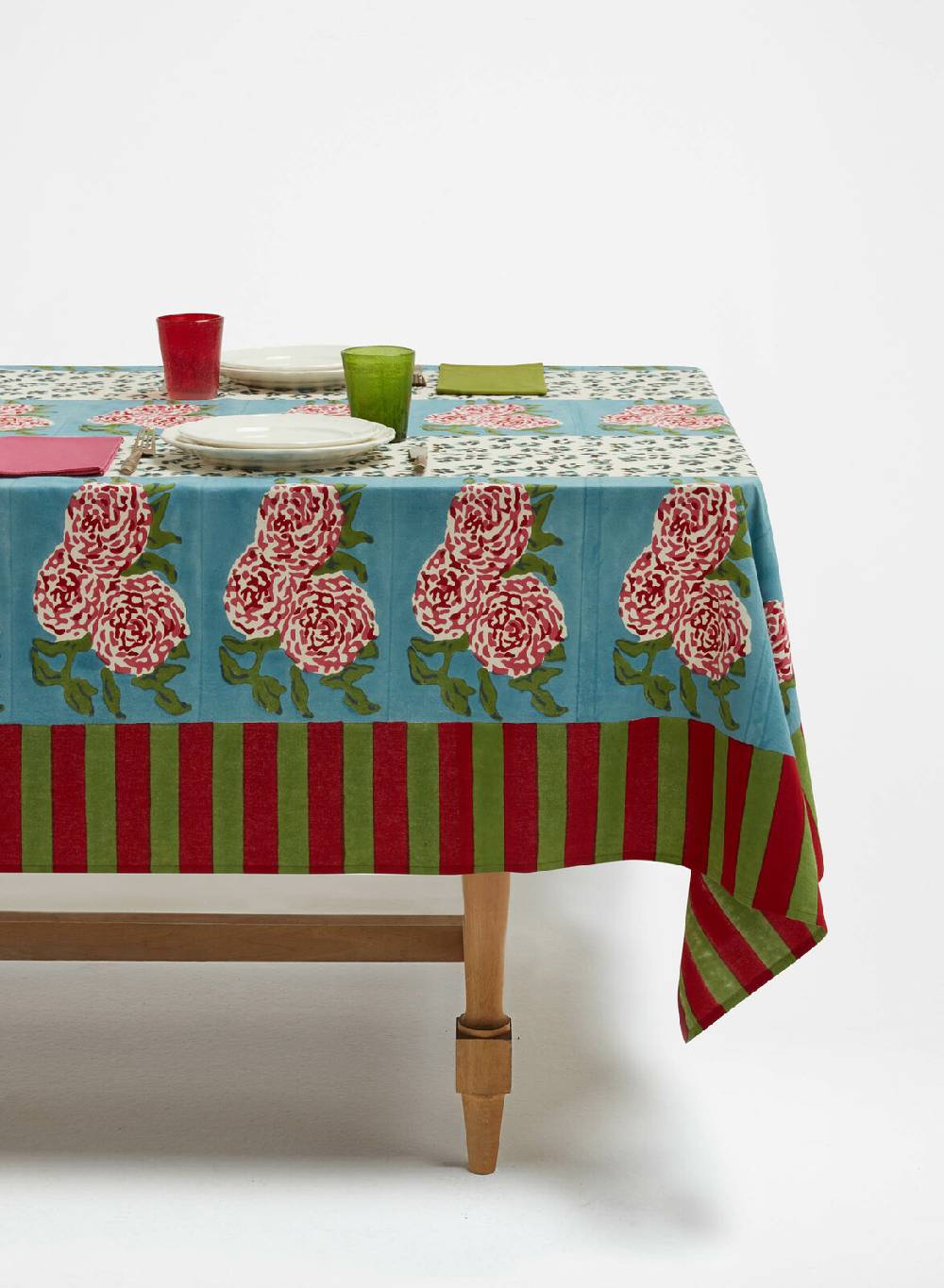 Lisa Corti telo cotone 220x350cm leopard stripes sky Offerta