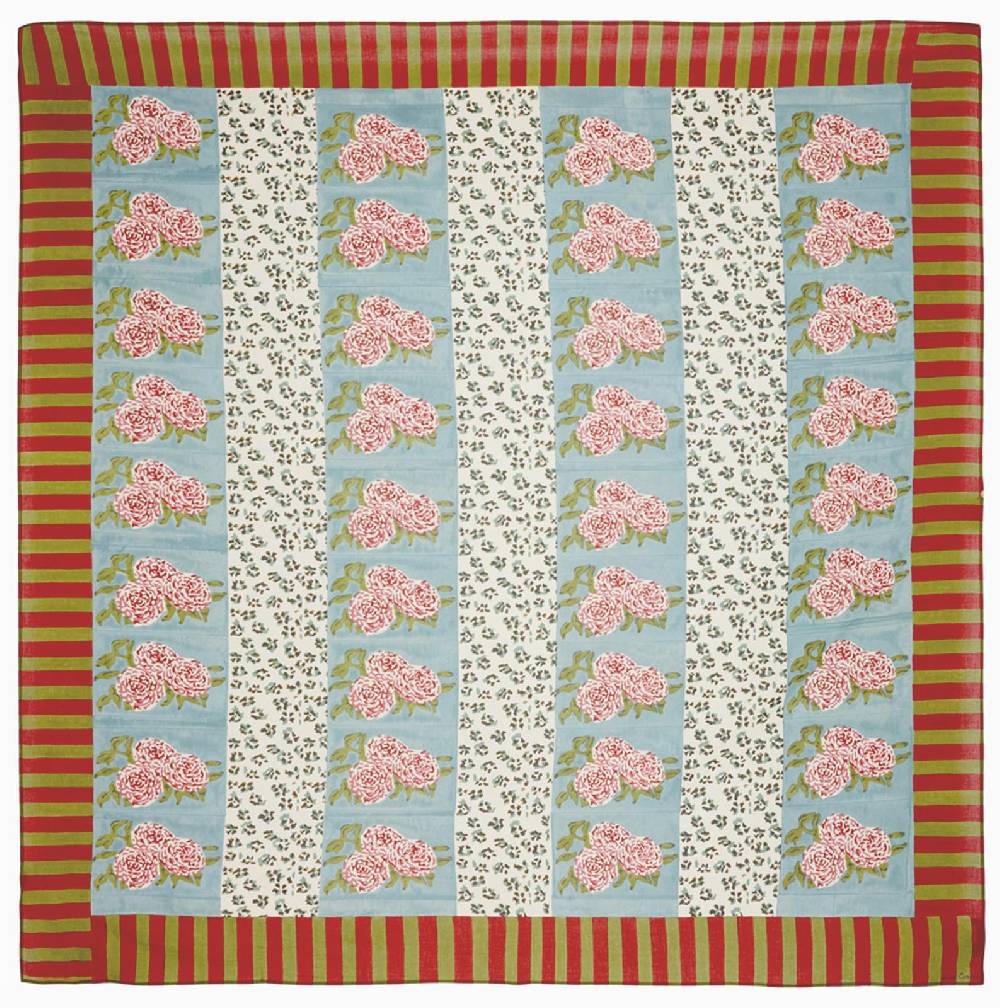 Lisa Corti telo mussola di cotone 220x220cm leopard stripes sky Outlet