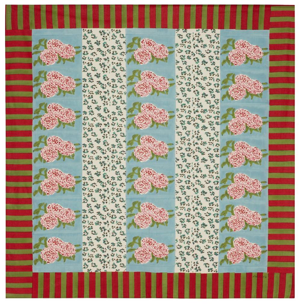 Lisa Corti telo cotone 180x180cm leopard stripes sky