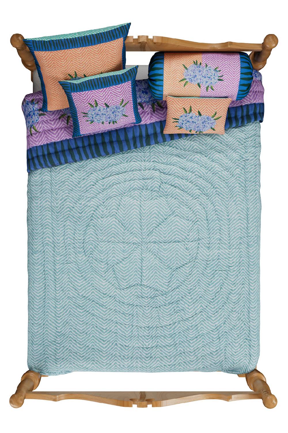Lisa Corti trapunta reversibile 220x270cm oleander lilac peach Prezzo di fabbrica
