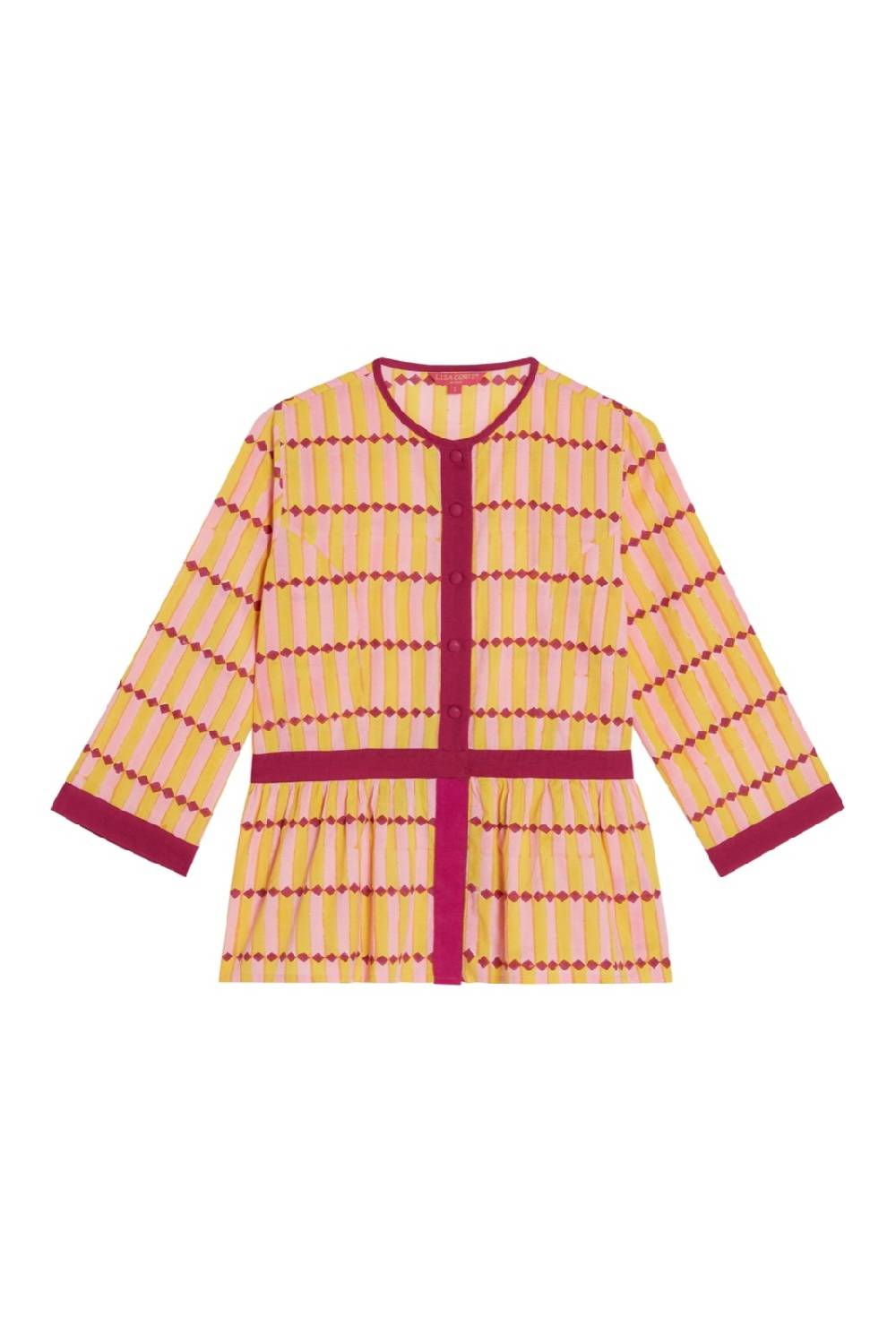 Lisa Corti top rainbow diamond stripes light yellow Offerta migliore