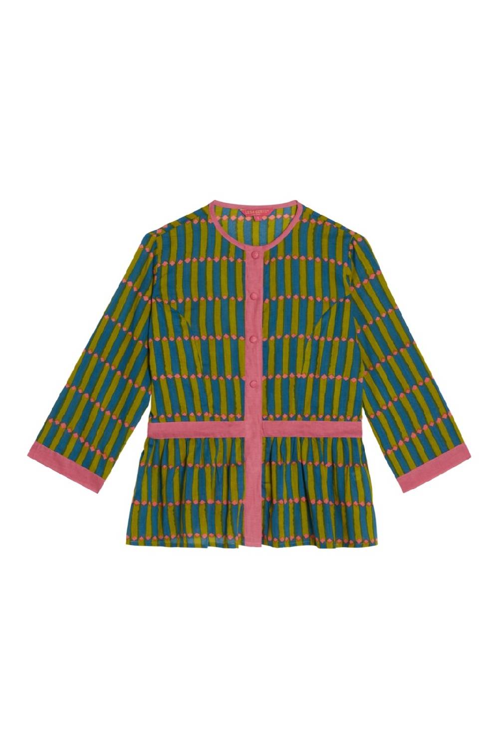 Lisa Corti top rainbow diamond stripes acid green Latest fashion