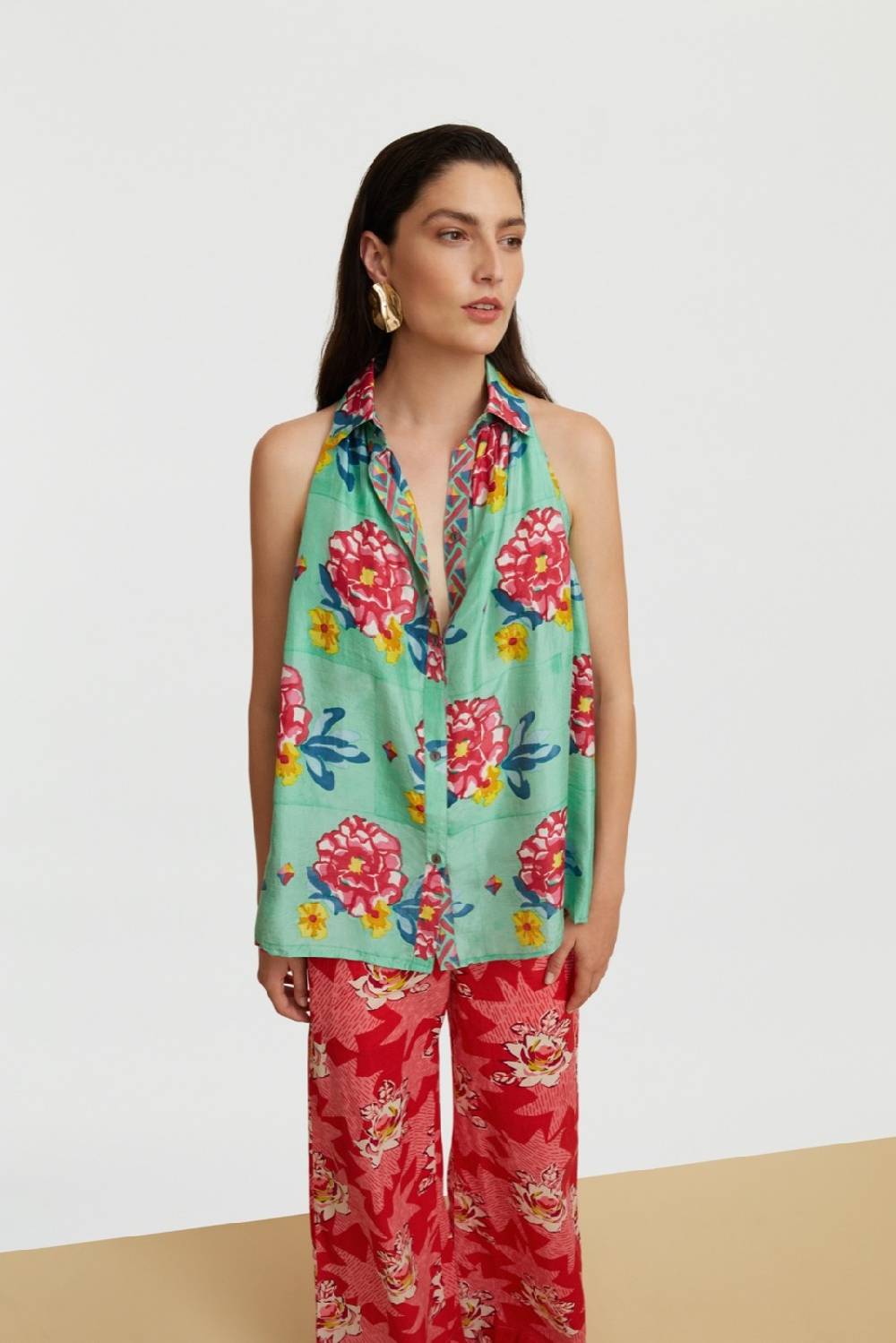 Lisa Corti camicia ava ramye aqua Offerta temporanea