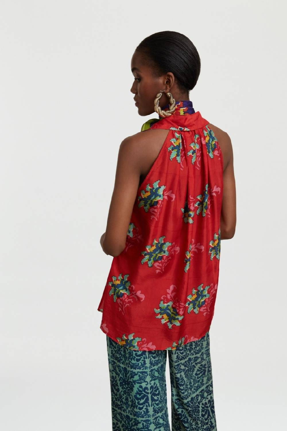 Lisa Corti camicia ava tangeri flower coral Lightning offer
