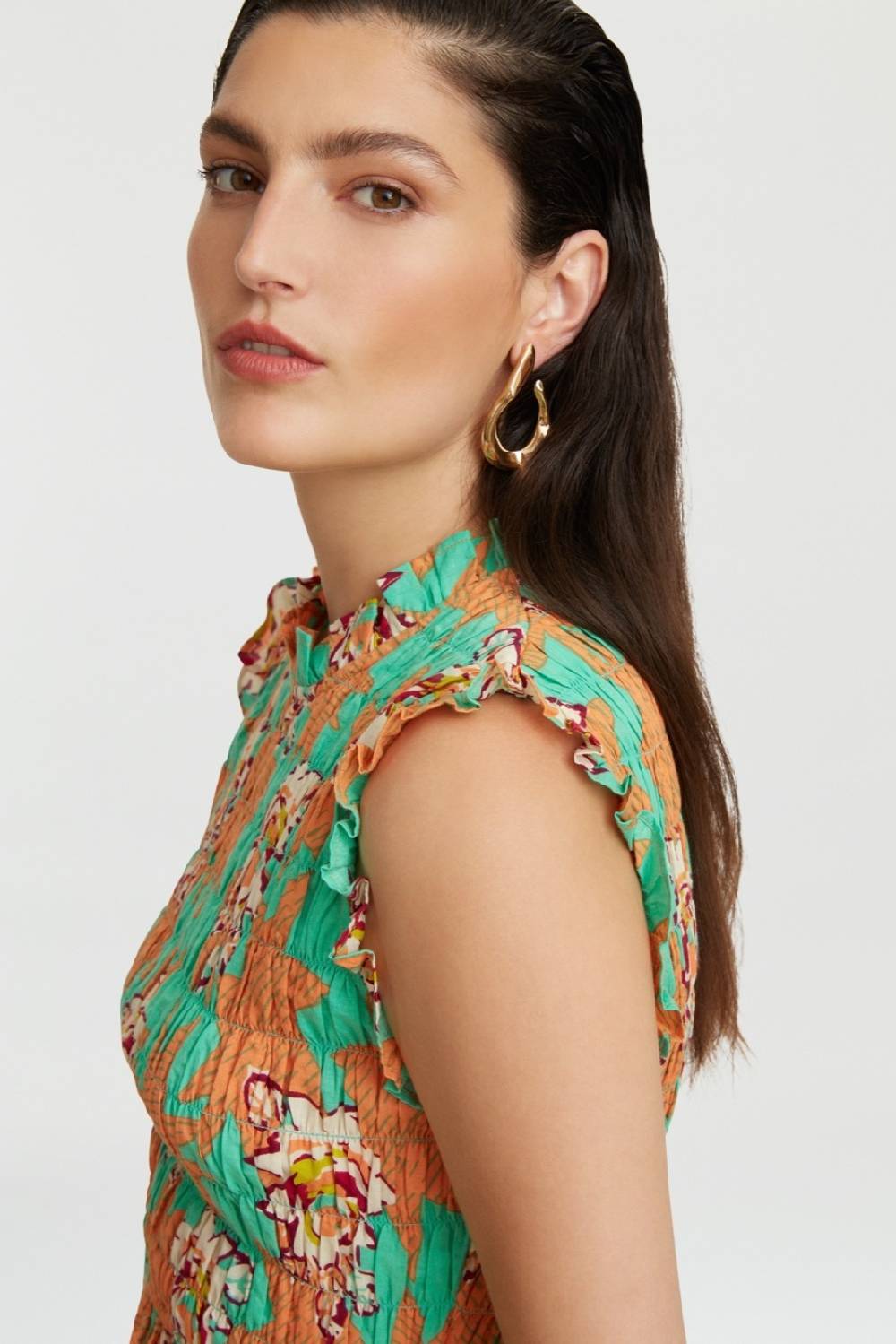 Lisa Corti top pineapple star flower aqua Bestseller