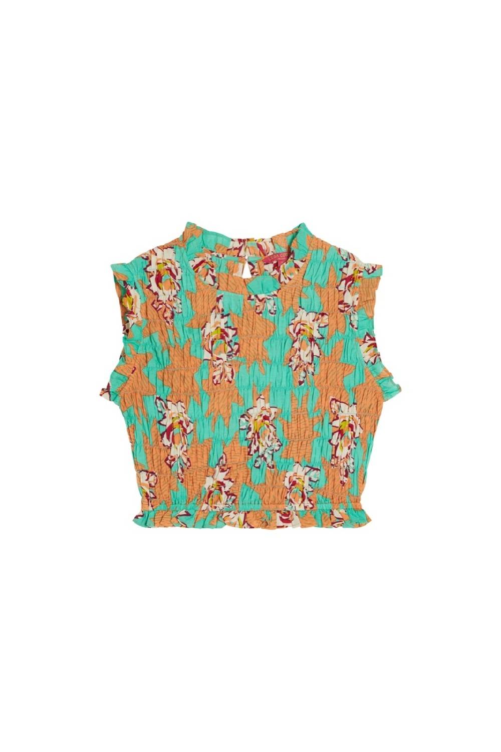 Lisa Corti top pineapple star flower aqua Bestseller