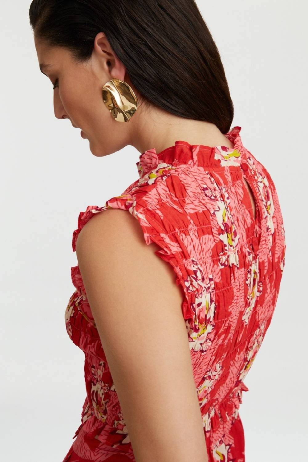 Lisa Corti top pineapple star flower red Liquidazione