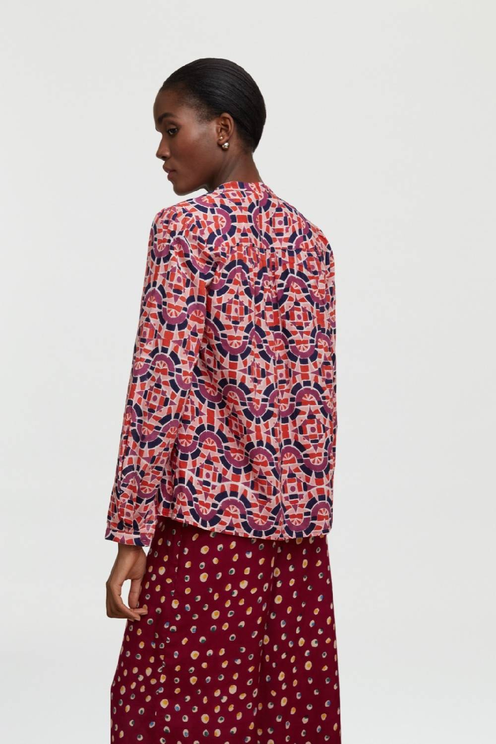 Lisa Corti camicia batumi folk mirror purple Prezzo basso