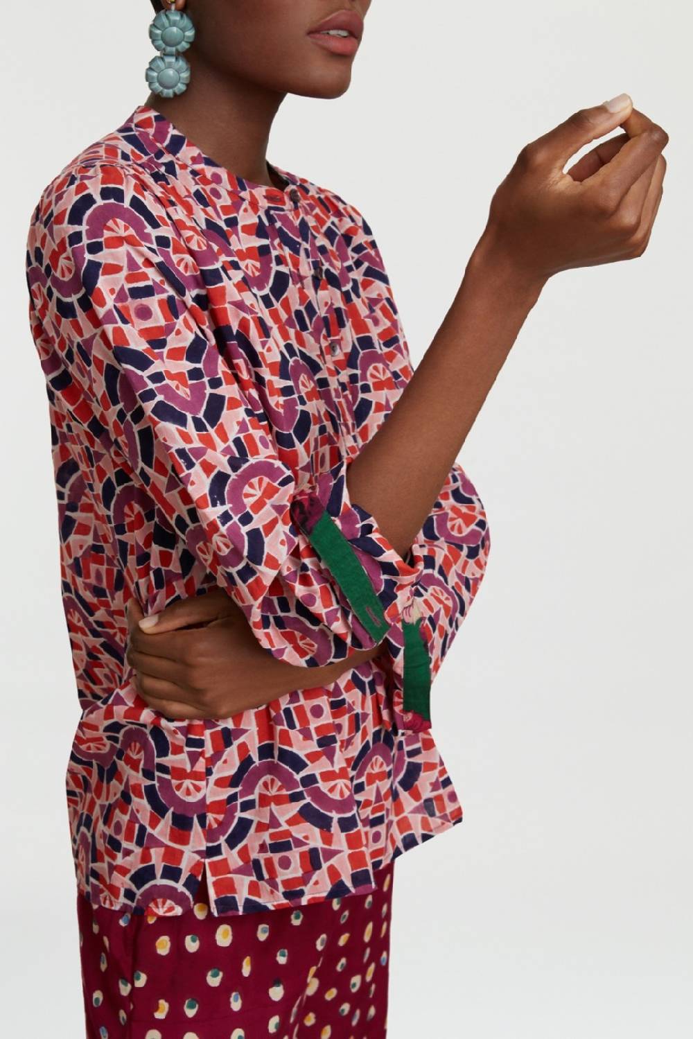 Lisa Corti camicia batumi folk mirror purple Prezzo basso