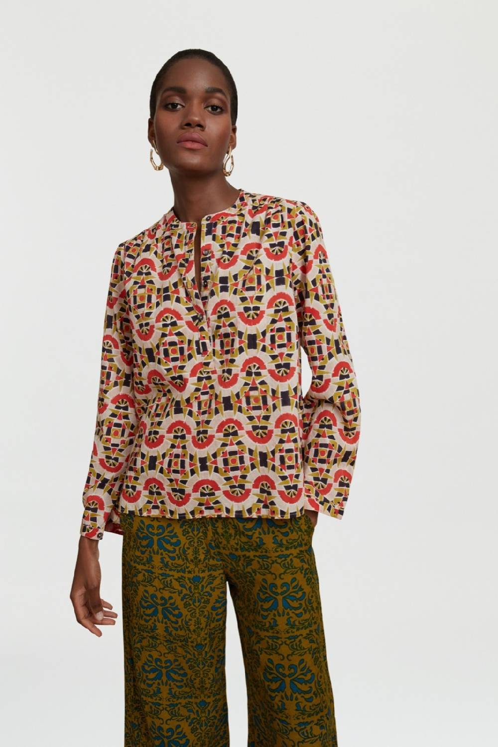 Lisa Corti camicia batumi folk mirror black Super Saving Price