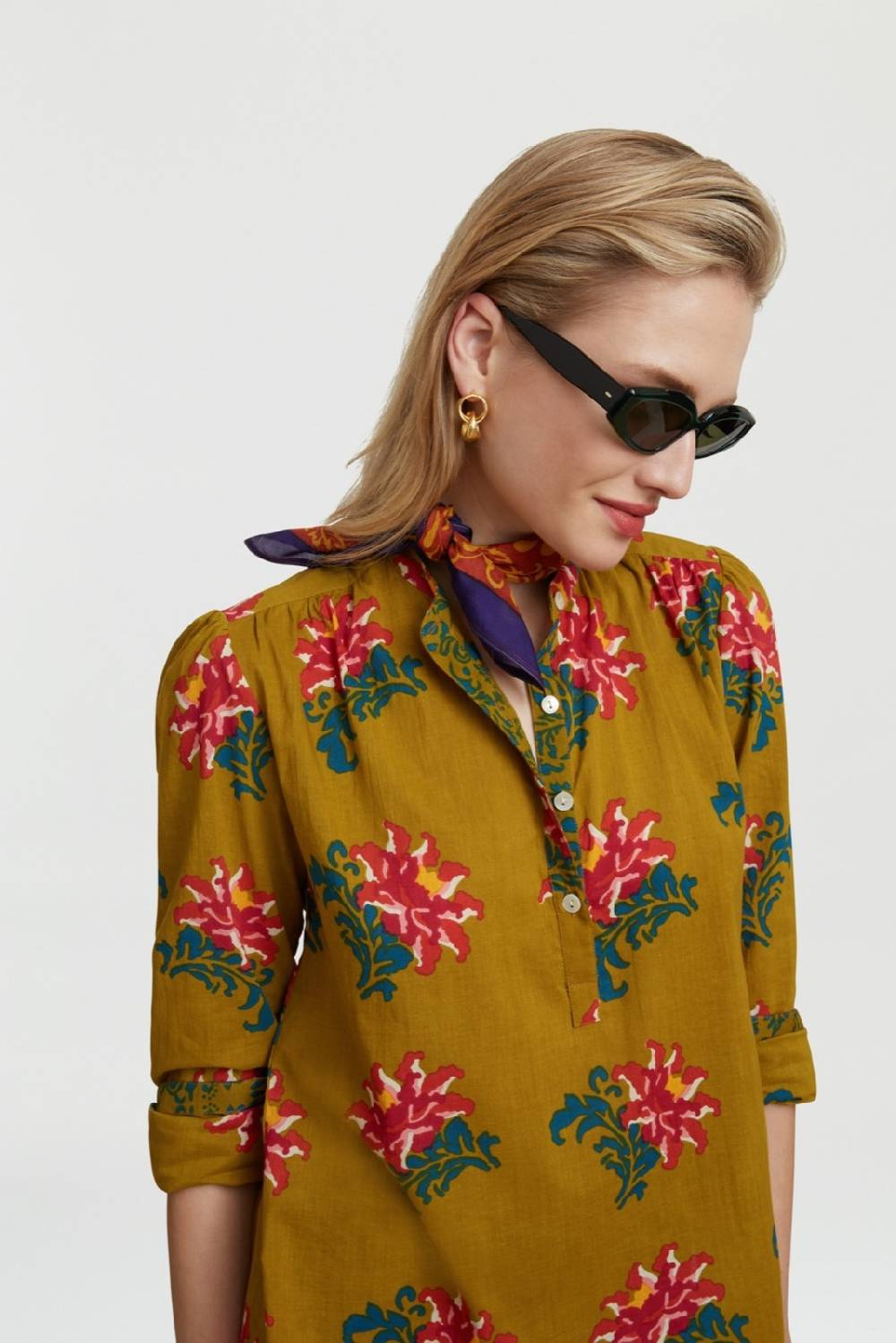 Lisa Corti camicia batumi tangeri rose olive green Offerta settimanale