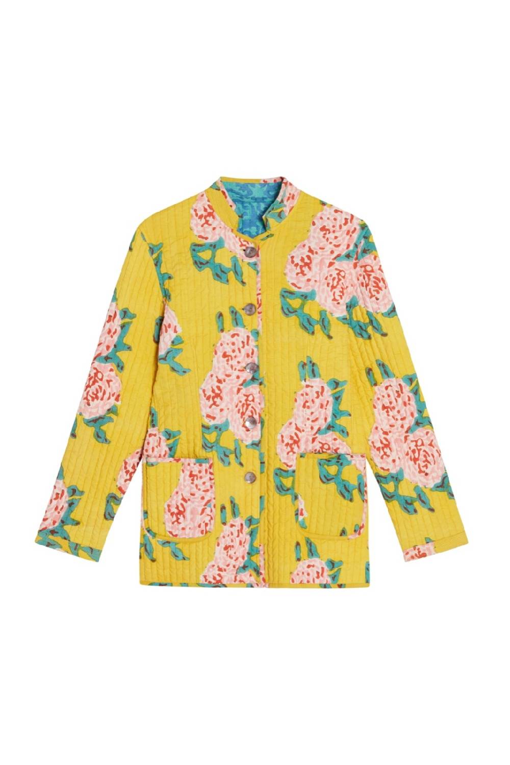 Lisa Corti giacca reversibile jhodpuri leopard flower yellow Rilascio limitato
