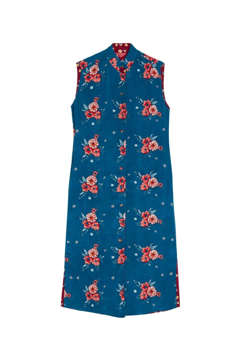Lisa Corti gilet lungo myanmar bukhara flower teal Ultimi due giorni